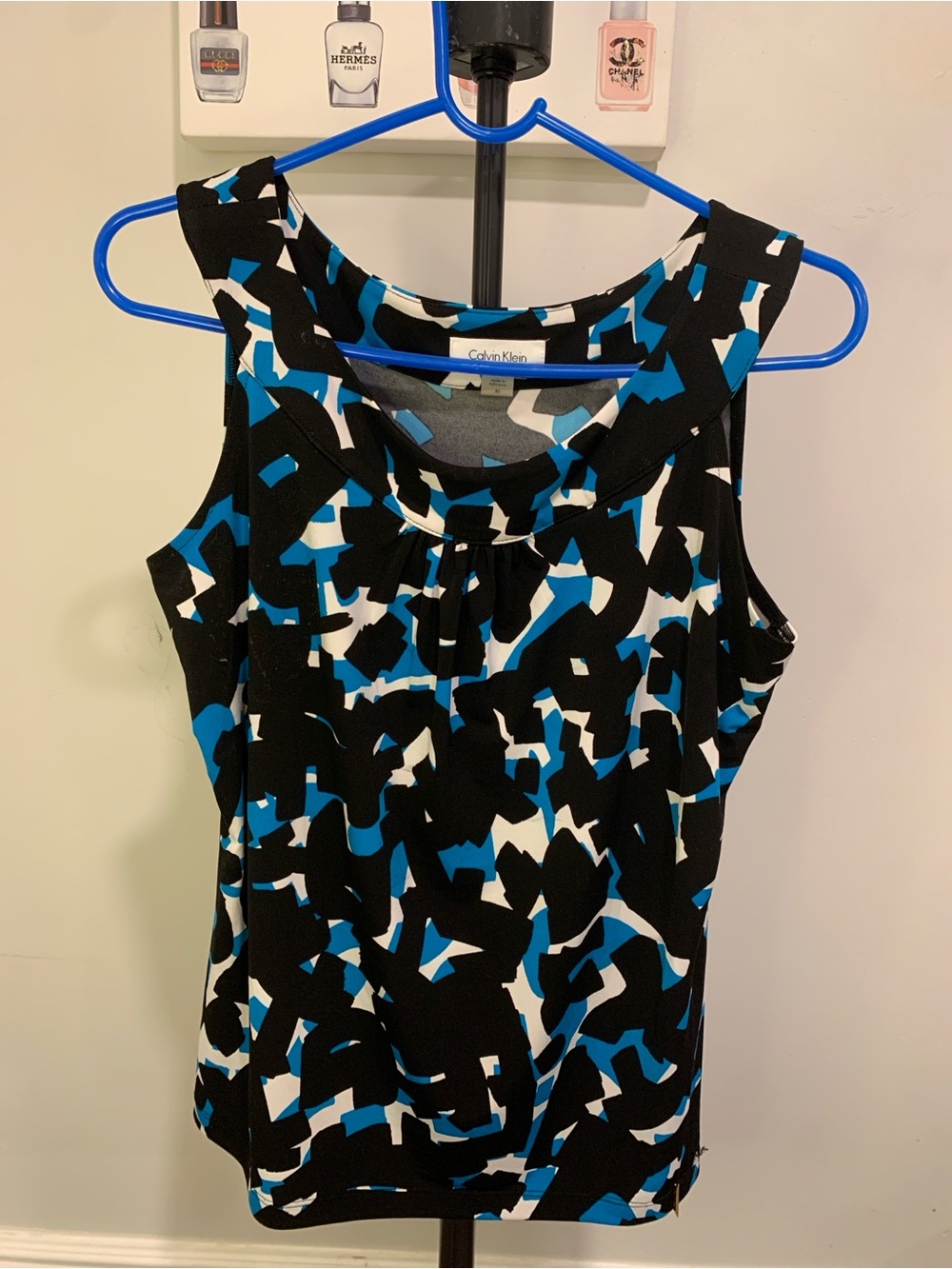 Calvin Klein Blue Black Abstract Sleeveless Top -GB005